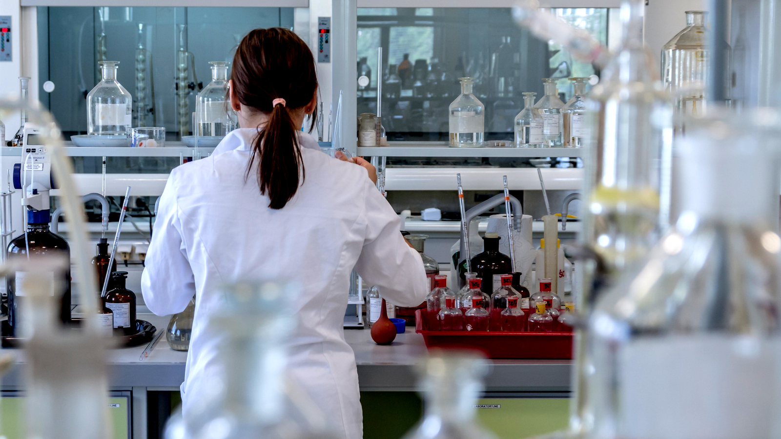 Student in a science lab