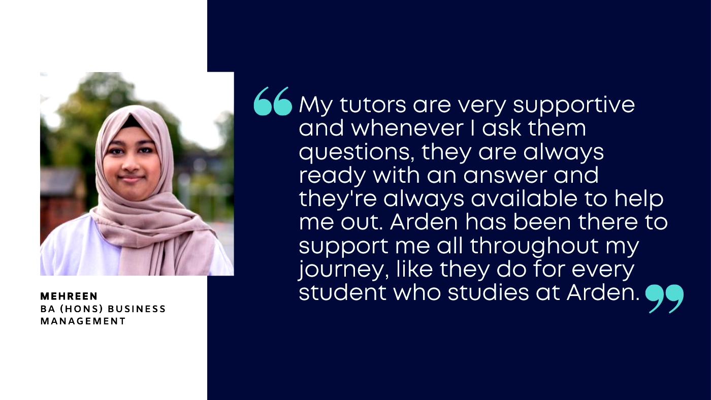 Arden University - Testimonial quote by a student