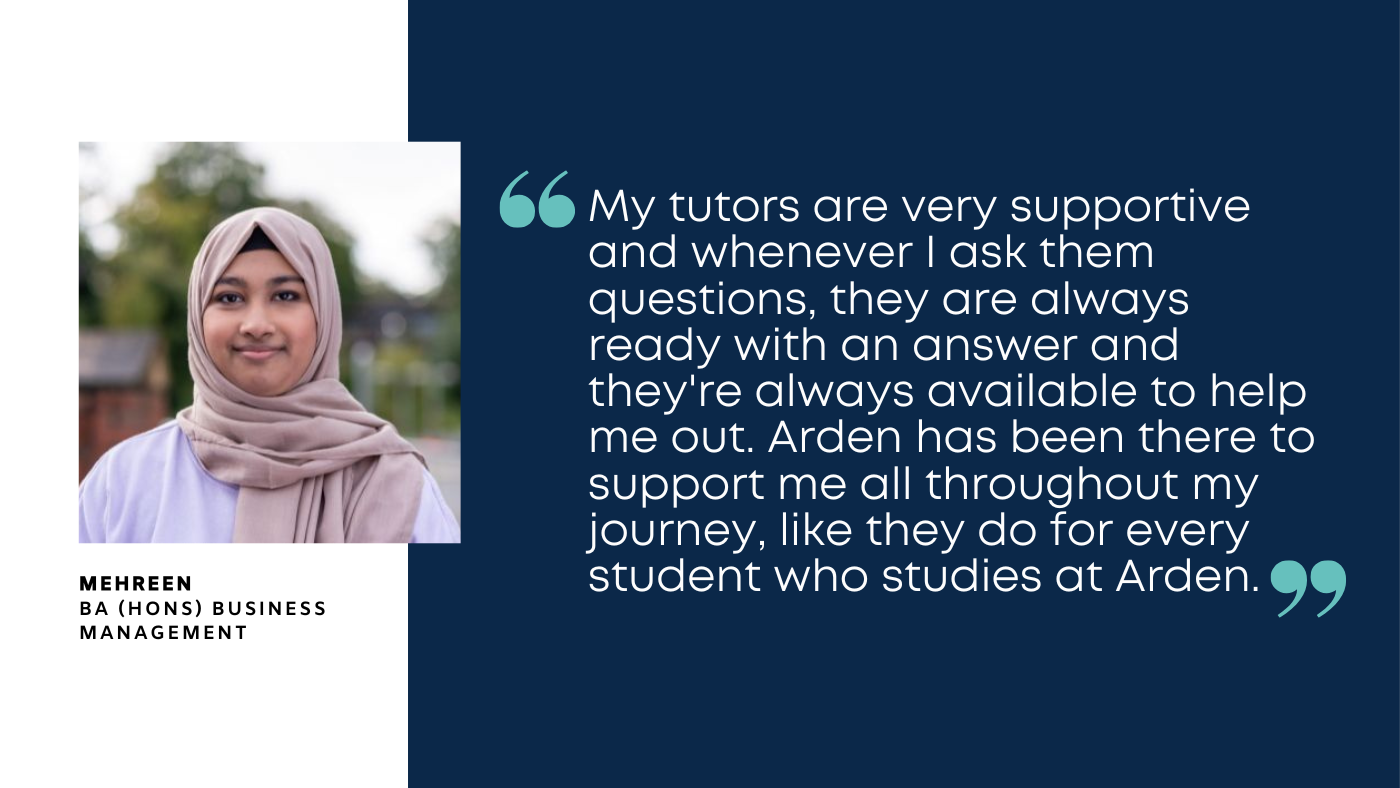 Arden University - What Students Are Saying Arden University - Testimonial quote by a student